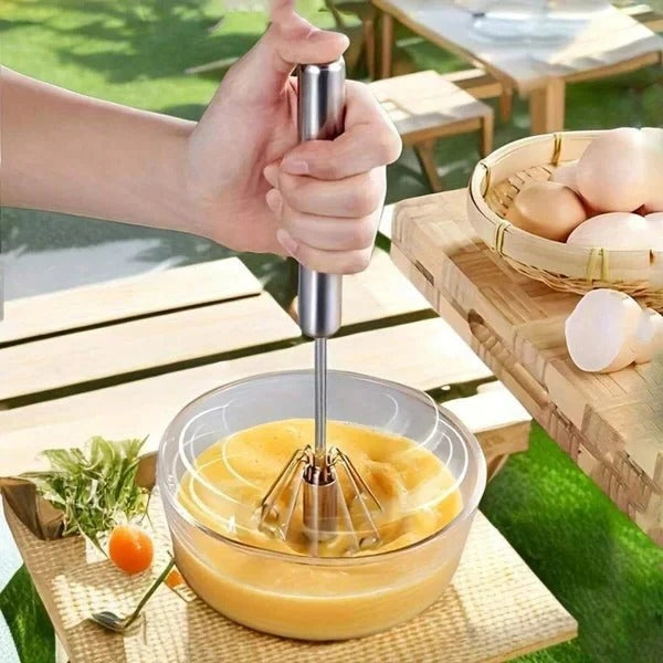 Torving Mechanical Semi-Automatic Whisk - Stainless Steel Push-Down Egg Beater