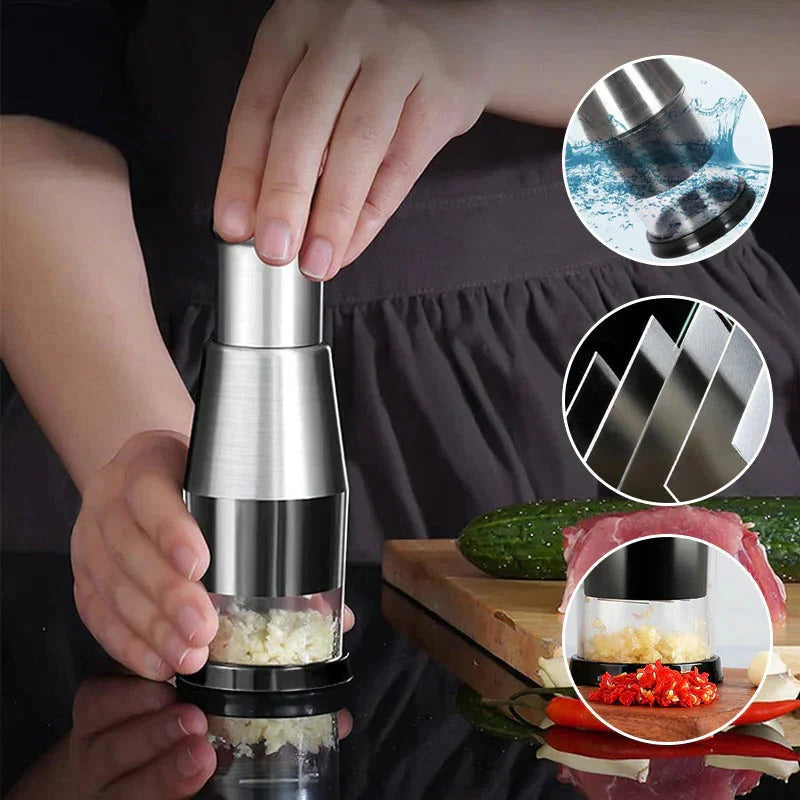 Torving Manual Garlic Chopper - Compact Hand Pull Food Chopper with Stainless Steel Blades