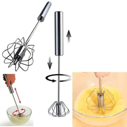 Torving Mechanical Semi-Automatic Whisk - Stainless Steel Push-Down Egg Beater