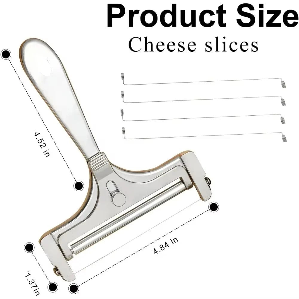 Torving Handheld Manual Cheese Slicer with 4 Spare Wires - Adjustable Stainless Steel Wire Cheese Cutter