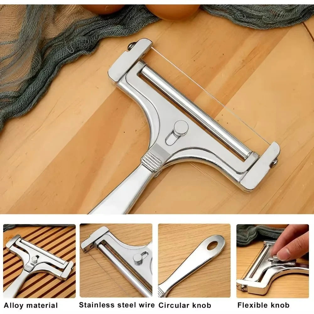 Torving Handheld Manual Cheese Slicer with 4 Spare Wires - Adjustable Stainless Steel Wire Cheese Cutter