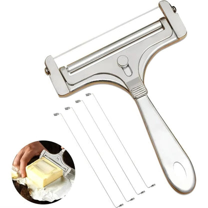 Torving Handheld Manual Cheese Slicer with 4 Spare Wires - Adjustable Stainless Steel Wire Cheese Cutter